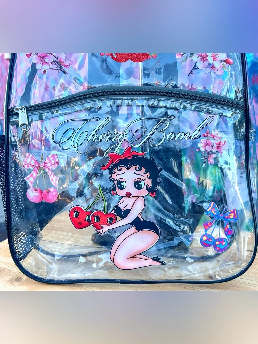 ‘CHERRY BOMB V2’ Clear Backpack 15”
